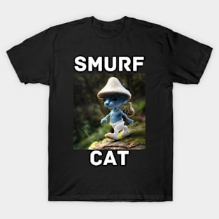 Funny blue mushroom Cat Meme we love live lie T-Shirt